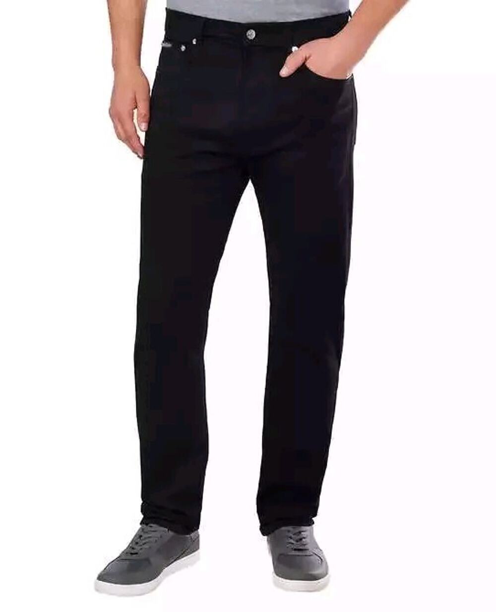 Calvin Klein Men's 5 Pocket Style Slim Fit Straight Jeans, Classic Black 30X32